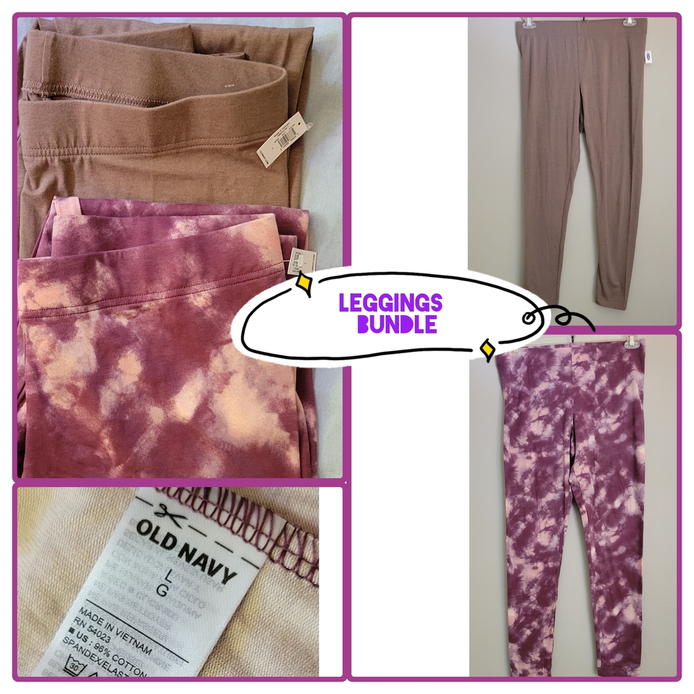 Leggings bundle 3 Pair - Purple, Tye Dye and Brown
